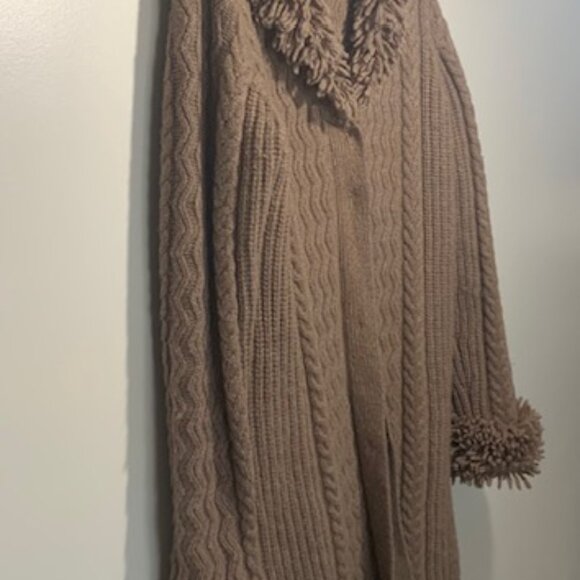 Jillian Jones Luxury 100% Lambswool Boho Lagenlook Duster Brown Cardigan  Size L - Picture 3 of 8